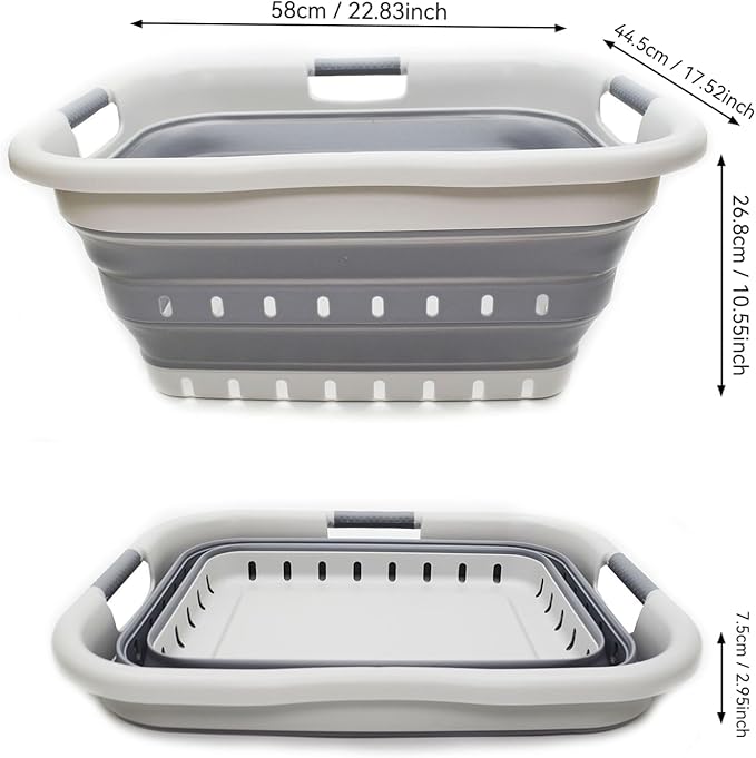 SAMMART 41L Collapsible 3 Handled Plastic Laundry Basket - Image 3
