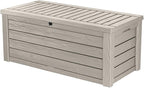 Keter Westwood 150 Gallon Resin Large Outdoor Storage Box for Patio Furniture, Outdoor Cushions, Garden Tools and Pool Floats, Beige by Keter