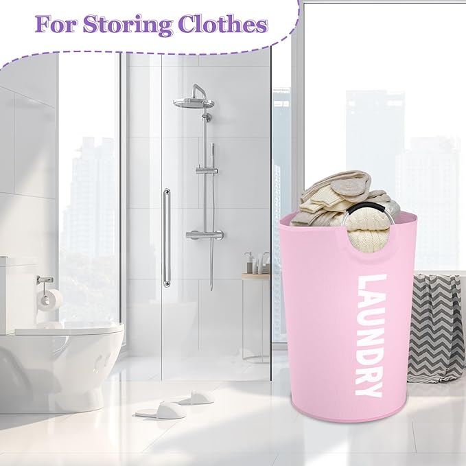 125L Pink Laundry Basket, Extra Large Clothes Basket - Image 8