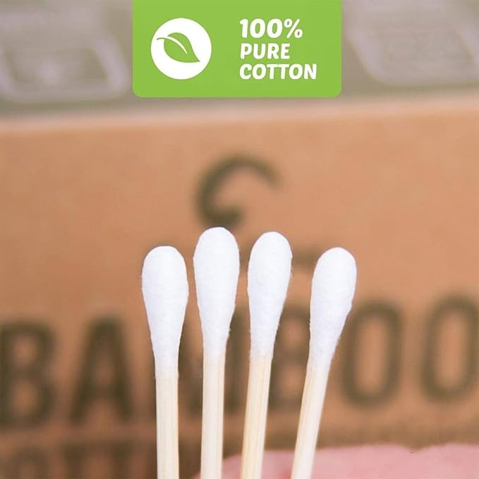Bamboo Cotton Swabs 500 Count | Eco-Friendly & Pure Cotton Buds | Double Tipped - Image 4