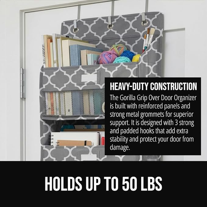 GORILLA GRIP Over The Door Organizer Storage, 5 Deep Hanging Shelves, Holds - Image 3