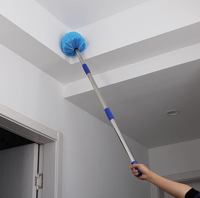 COCONUT Cobweb Duster with Pole, 4-feet Ceiling Fan Duster Medium Stiff Bristles - Image 7