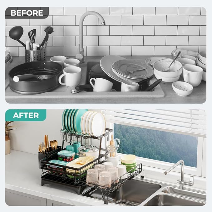 2 Tier Dish Drying Rack - Image 8