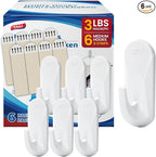 TAILI Hooks for Hanging, 6 Plastic Sticky Hooks and 8 Adhesive Strips, No by TAILI