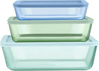 Pyrex Colors Tinted Glass Rectangle Food Storage Container Set, Snug Fit by Pyrex