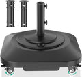 Umbrella Base with Wheels, Umbrella Stand Base Heavy Duty 100lb Windproof, Fillable Umbrella Base Mobile Square Umbrella Stand Outdoor Base for Patio, Deck, Poolside, Lawn, Fits Most Sized Umbrellas by QZER