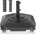 Umbrella Base with Wheels, Umbrella Stand Base Heavy Duty 100lb Windproof, Fillable Umbrella Base Mobile Square Umbrella Stand Outdoor Base for Patio, Deck, Poolside, Lawn, Fits Most Sized Umbrellas by QZER