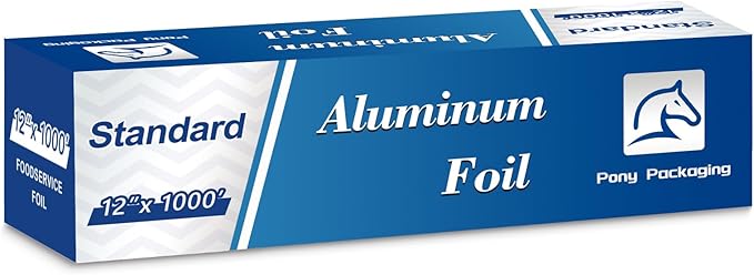 Aluminum Foil Standard 12 inch Wide, 1000 FT Food Safe Foil Wrap by PonyPackaging
