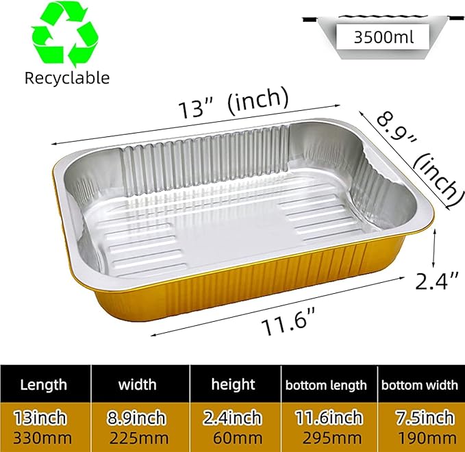20pack 13 "x9 aluminum foil baking pan（3500ml） tray, steaming table tray - Image 2