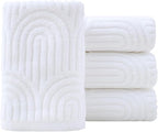 Pidada Hand Towels Set of 4 Striped Pattern 100% Cotton Absorbent Soft by Pidada