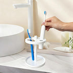 White Metal Toothbrush Holder – Countertop 4‑Toothbrush Organizer Set - Image 3