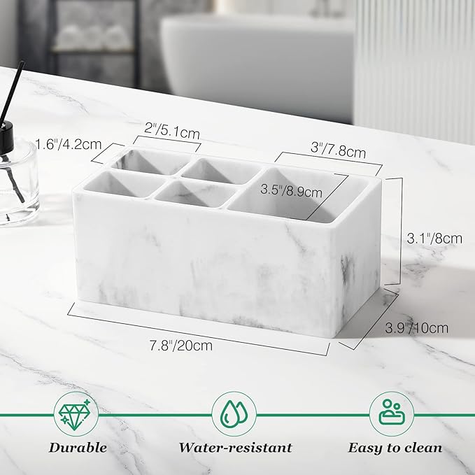 Luxspire Resin Toothbrush Holder, 5 Slots Hygienic Handmade Toothbrush Storage - Image 6