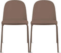 2xhome Parent Modern Stackable Armless Dining Chair | Plastic Shell Seat with Metal Legs | Indoor or Outdoor Use | Home Kitchen Patio (2, Brown, Padded Seat) by 2xhome