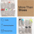 GORILLA GRIP Over the Door Shoe Organizer, 24 Large Breathable Mesh Pockets - Image 6