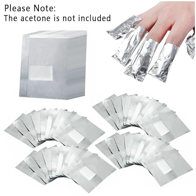 400Pcs Nail Polish Remover Gel Nail Foil Wraps Aluminium Soak Off Foils Cotton - Image 2