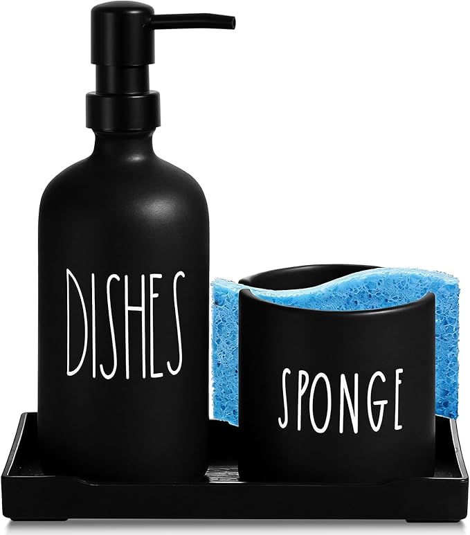 Dish Soap Dispenser for Kitchen, Glass Dish Soap Dispenser by ALPIRIRAL