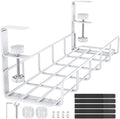15.7” Under Desk Cable Management Tray, No Drill Heavy Duty Steel Standing Desk by REFLYING