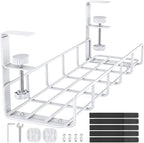 15.7” Under Desk Cable Management Tray, No Drill Heavy Duty Steel Standing Desk by REFLYING