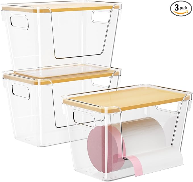 Delamu Acrylic Trash Bag Holder, 3 Pack Stackable Garbage Holder by DELAMU