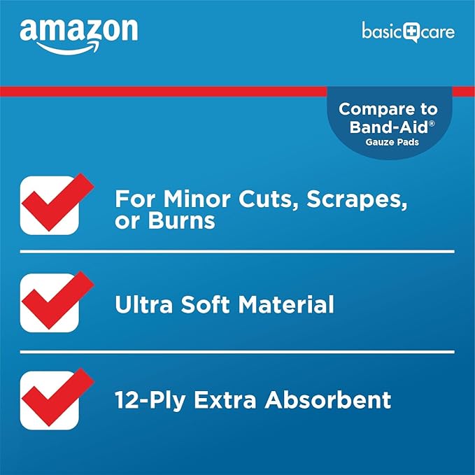 Amazon Basic Care Gauze Pads, 3x3 inches Sterile Medical Wound Dressing Sponges - Image 4