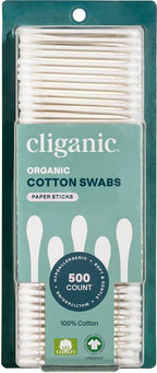 Cliganic Organic Cotton Swabs, Chlorine-Free Hypoallergenic, Gentle & Absorbent by Cliganic
