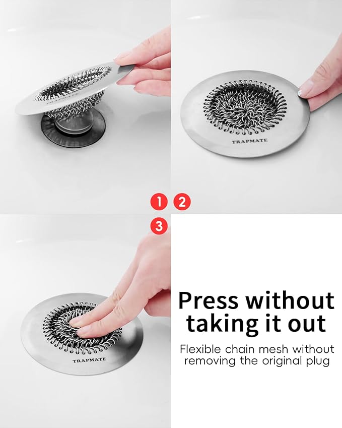 TRAPMATE Shower Drain Hair Catcher, 4.4" Easy Clean Bathtub Drain Hair Catcher - Image 6