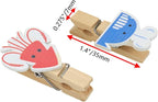 Bitray Mini Wooden Clothespins Cute Ocean Animals Wooden Clips Multi-Function - Image 2