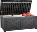 YITAHOME 150 Gallon Large Deck Box with X-Shaped Front, Resin Outdoor Storage Boxes, Waterproof Cushion Storage Bench for Patio, Pool Supplies, Garden Tools - Lockable, Dark Gray by YITAHOME