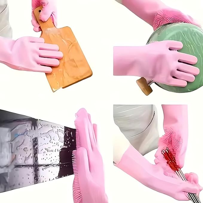 Silicone Dishwashing Gloves, Reusable Kitchen Gloves - Image 3