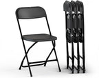 4 PACK White Foldable Plastic Chair | Folding & Stackable | 350 lbs Capacity Steel Frame Seats for Indoor Outdoor | Commercial Use Events Wedding Party Events Bulk Picnic Kitchen Dining by OurModernSpace