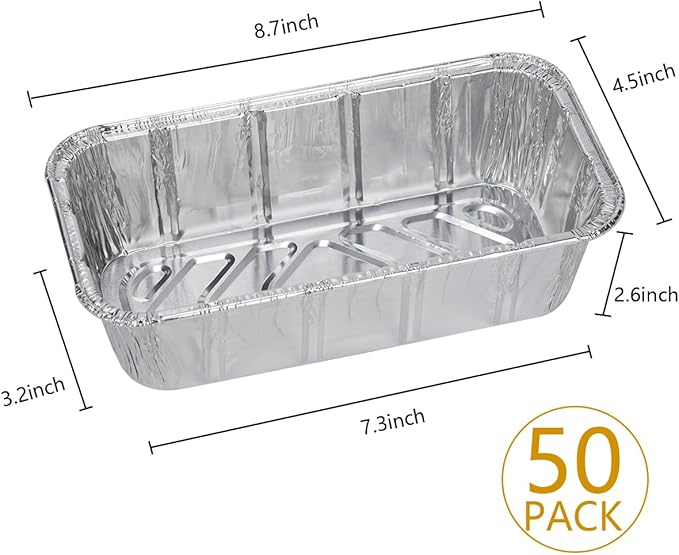 50 Pack 2Lb Loaf Pans, 8.5" X 4.5" X 2.6" Foil Heavy Duty Disposable Aluminum - Image 2