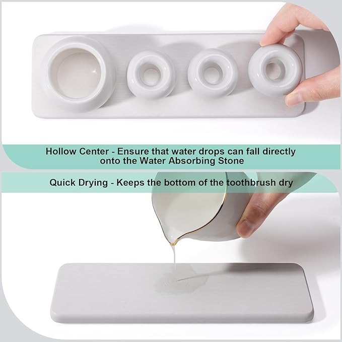 4 Pack Mini Ceramic Toothbrush Holder Stand - Image 4