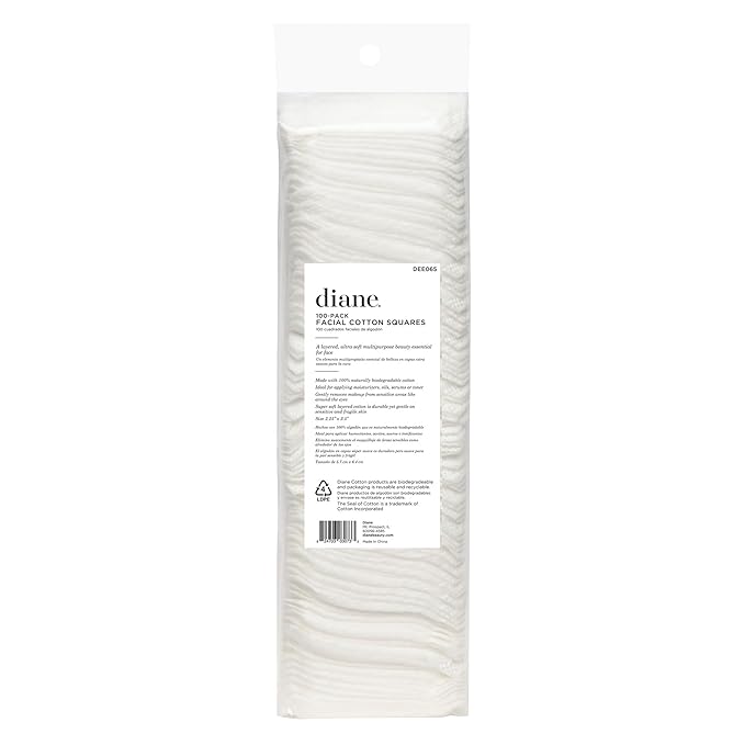 Diane Multi-Layer Cotton Facial Square Pads, 100% Pure Cotton, Hypoallergenic - Image 6