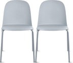 2xhome Set of 2 Modern Stackable Armless Dining Chairs, Plastic Shell Seat with Metal Legs for Indoor Outdoor Home Kitchen Patio Cafe, Gray by 2xhome