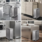 8 Gallon Trash Can with Lid, Stainless Steel Bathroom Garbage Can with Removal - Image 9