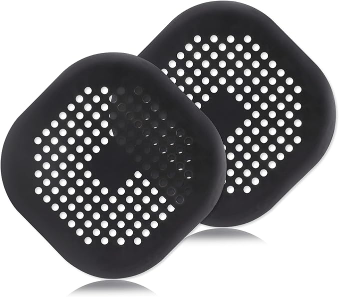 2Pcs 5.4 Inch Square Drain Cover TPR Hair Drain Catcher Flat Silicone Floor by Auvotuis