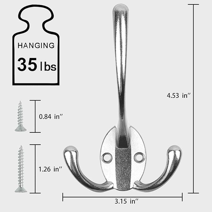 Wall Mounted Coat Hooks 5 Pack Heavy Duty Black Hardware Robe Hooks Decorative - Image 3