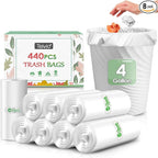 4 Gallon 440 Counts Strong Trash Bags Garbage Bags by Teivio, Bathroom Trash by Teivio