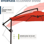 wikiwiki 10ft Patio Umbrella with Base Included, Outdoor Offset Cantilever Umbrella, Infinite Tilt, Crank and Cross Base, Light Red - Image 5