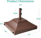 Best Choice Products Fillable Mobile Umbrella Base, Heavy Duty Base, Square Tiered Market Stand for Patio, Deck, Outdoor w/ 4 Wheels, 2 Locks, 2 Knobs, 120lb Capacity - Brown - Image 7