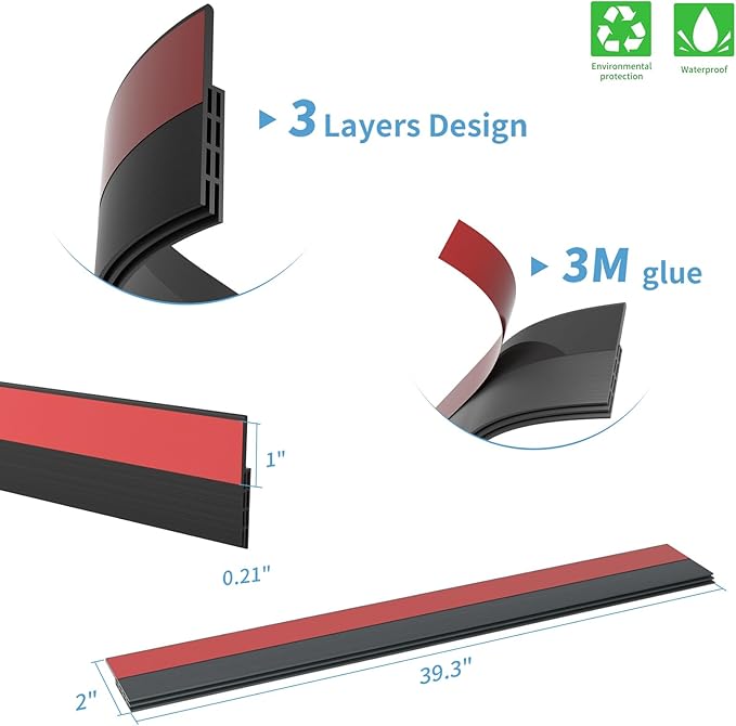 Hojoy 2 Pack Under Door Draft Stopper, Adjustable Door Sweep Anti-Collision - Image 2