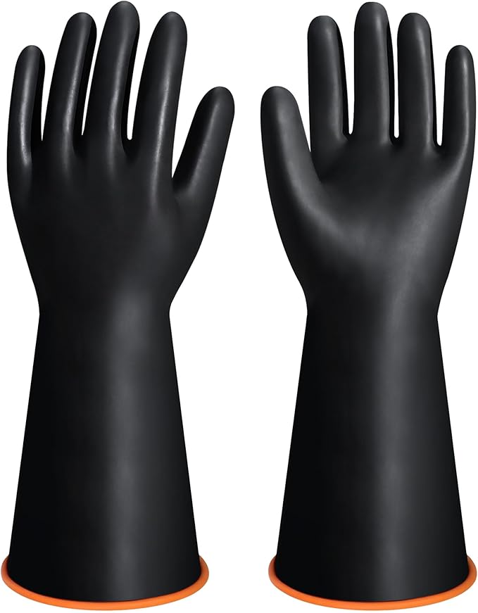 14" XL Size Latex Chemical Resistant Gloves, Reusable Heavy Duty Long Rubber by Nobgum