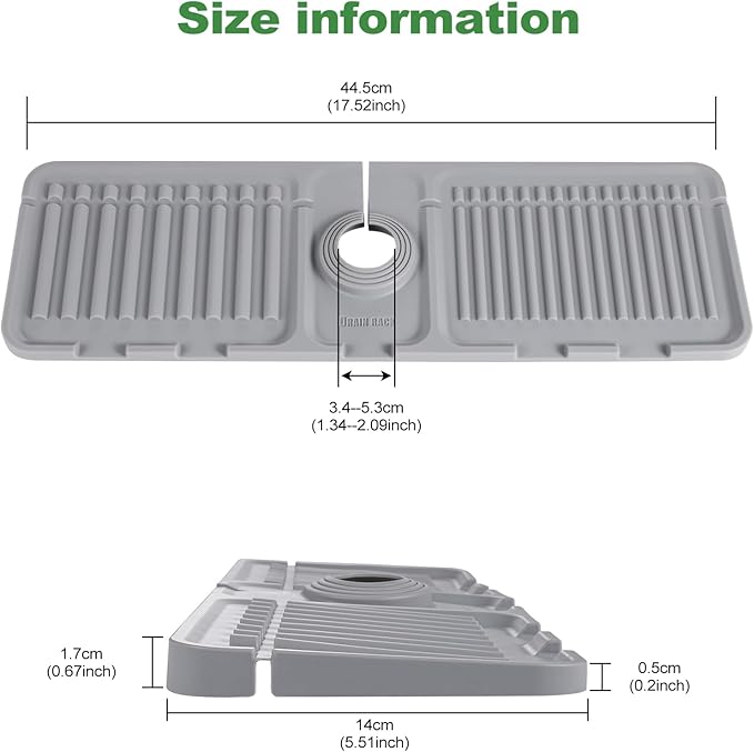 Kingmall Faucet Mat for Kitchen Sink, Premium Silicone Splash Guard - Image 5
