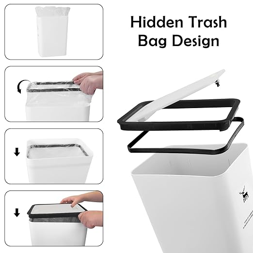 XPIY Trash Can with Lid, 2 Pack 4 Gallons/15 Liters Garbage Can with Press Top - Image 6