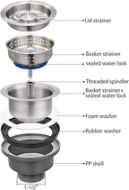 3-1/2 ‘’Kitchen Sink Drain Assembly Kit 304 Stainless Steel Sink Strainer Drain - Image 5