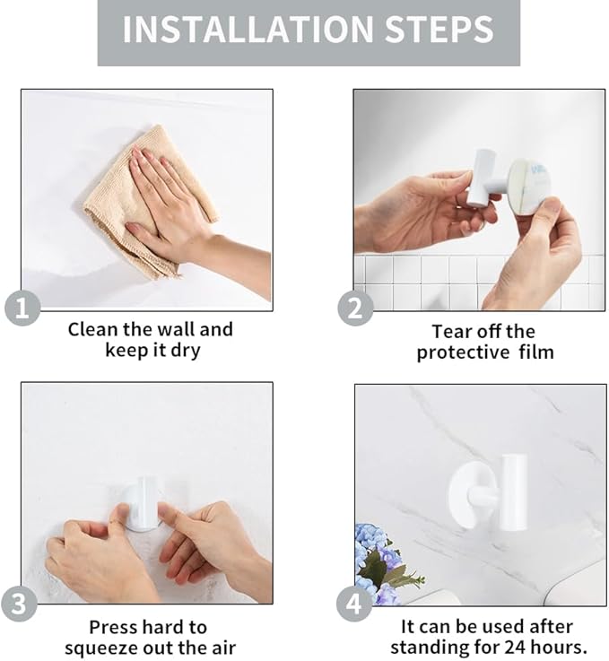 Vuzvuv Adhesive Hooks White SUS304 Stainless Steel - Image 5