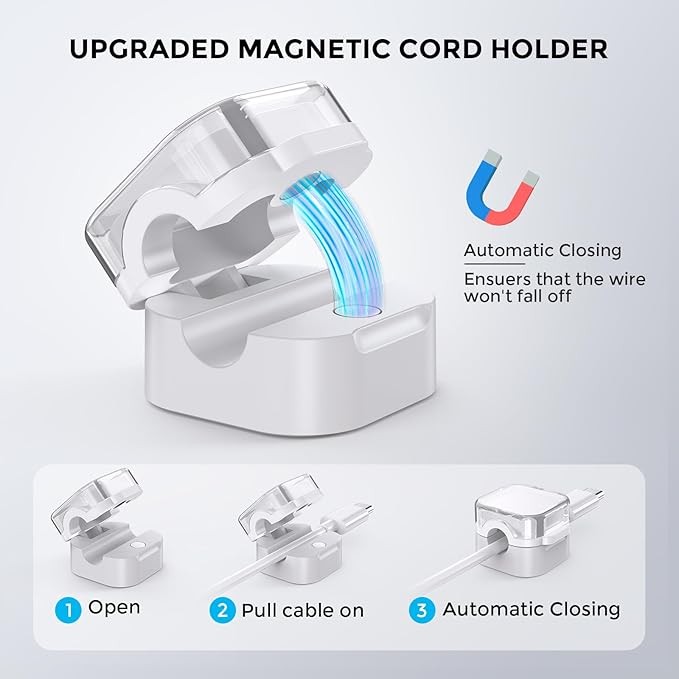 AhaStyle Magnetic Cable Organizer 6 Pack Cord Holders Clips Strong Adhesive - Image 2
