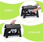 Delxo Folding Step Stool for Kids and Adults,15-Inch Extra Wide 9 Inch Height Heavy Duty Stepping Stool More Safe and Comfortable Non Slip Foldable Step Stool Black - Image 8