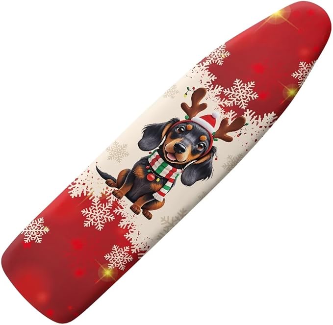 Christmas Theme Household Iron Board Covers Dachshund Snowflake Print Ironing by Wanzuoeng