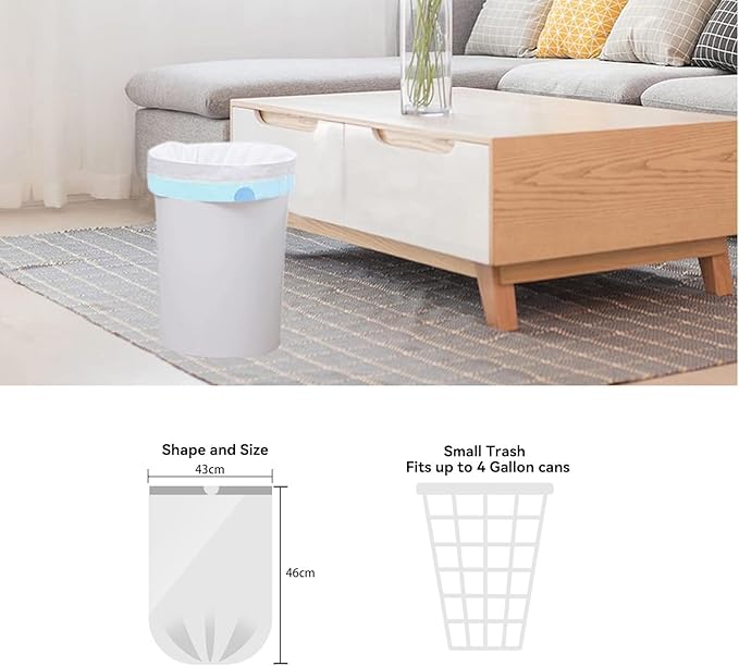 4 Gallon Trash Bags Drawstring, 4 Gal Small Garbage Bags - Image 2